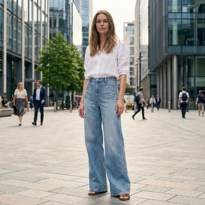 Flairella | High-Waisted Wide-Leg Denim Jeans