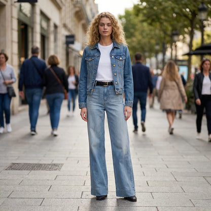 Flairella | High-Waisted Wide-Leg Denim Jeans
