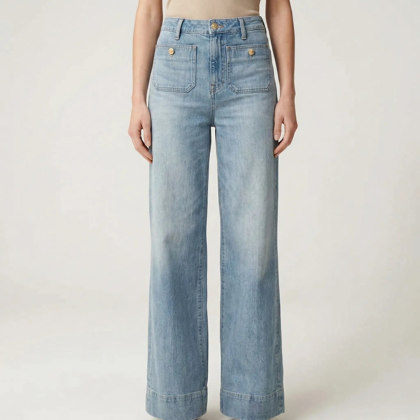 Flairella | High-Waisted Wide-Leg Denim Jeans