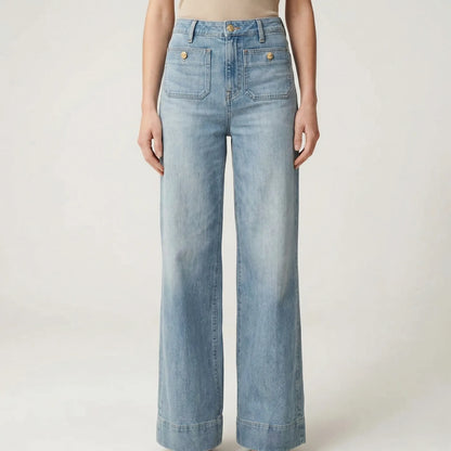 Flairella | High-Waisted Wide-Leg Denim Jeans