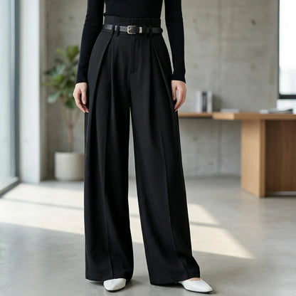 Flairelle | High-Waisted Wide-Leg Trousers