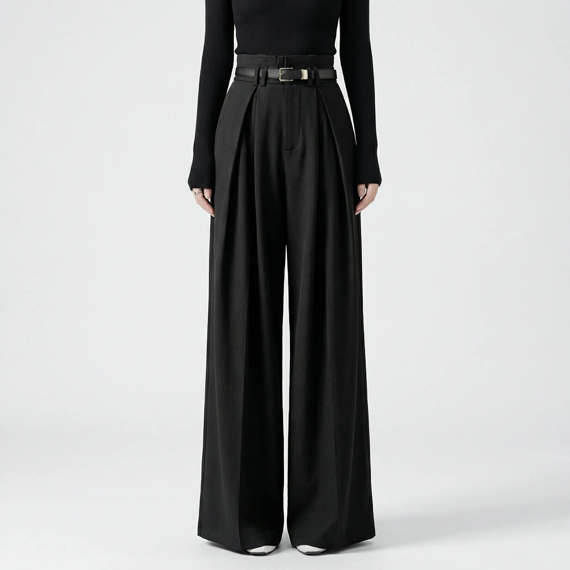 Flairelle | High-Waisted Wide-Leg Trousers