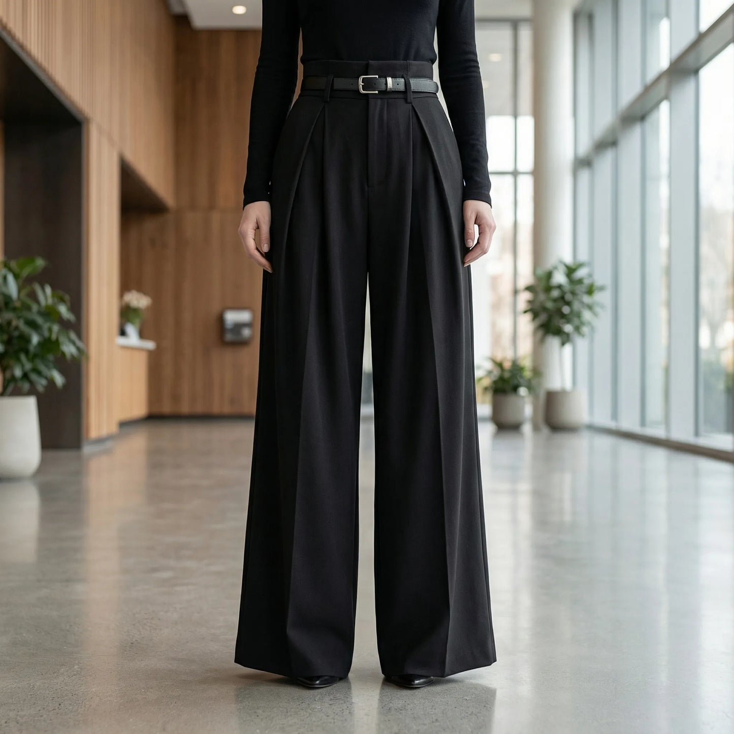 Flairelle | High-Waisted Wide-Leg Trousers