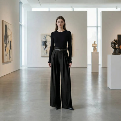 Flairelle | High-Waisted Wide-Leg Trousers