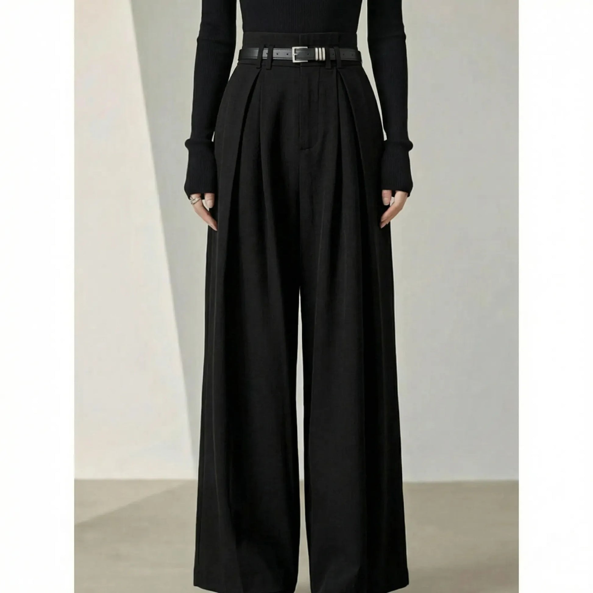 Flairelle | High-Waisted Wide-Leg Trousers