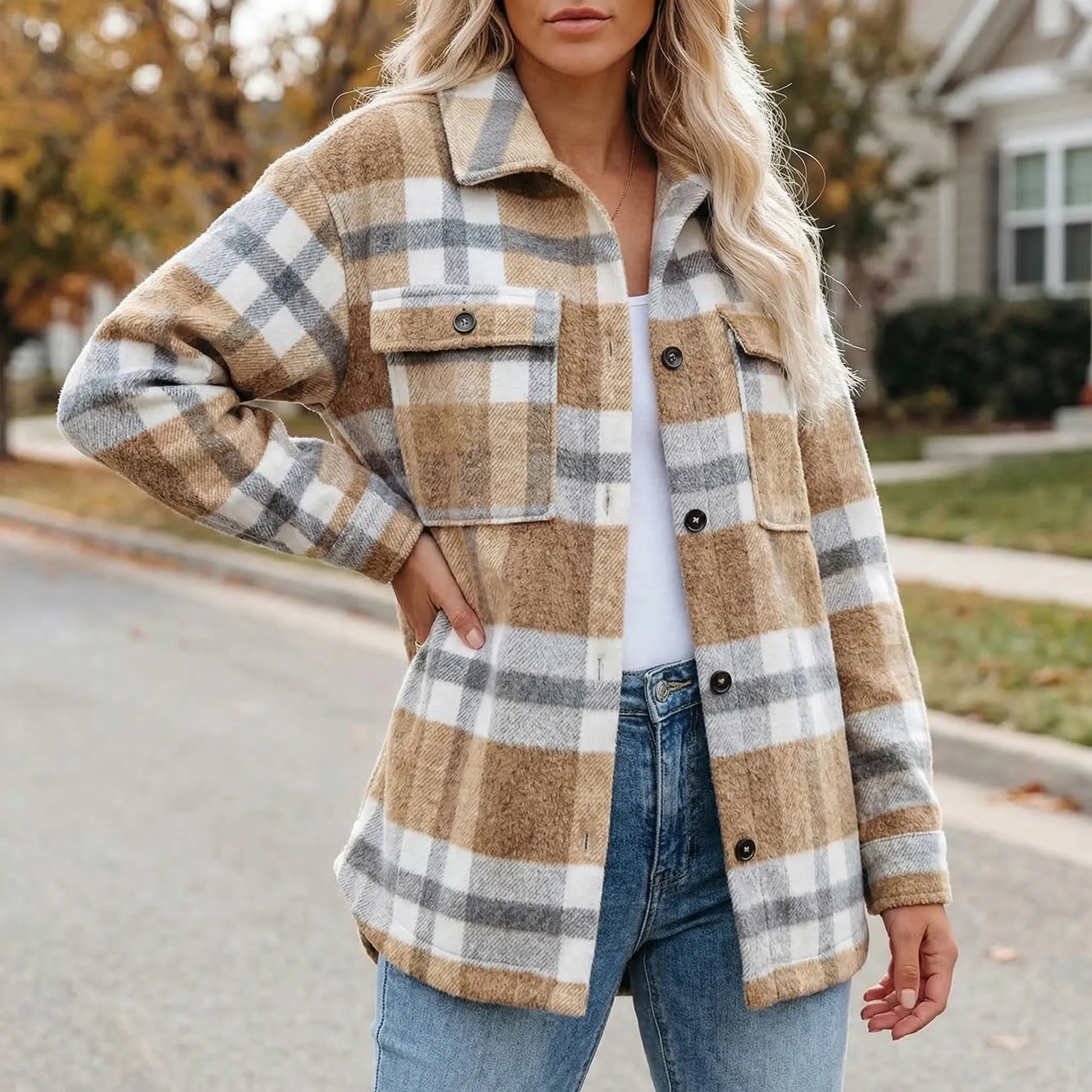 Flannex - Plaid Flannel Button-Up Shacket