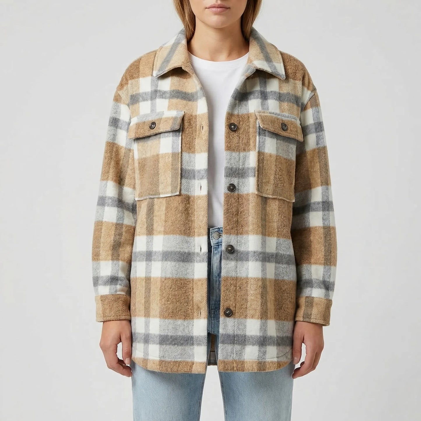 Flannex - Plaid Flannel Button-Up Shacket