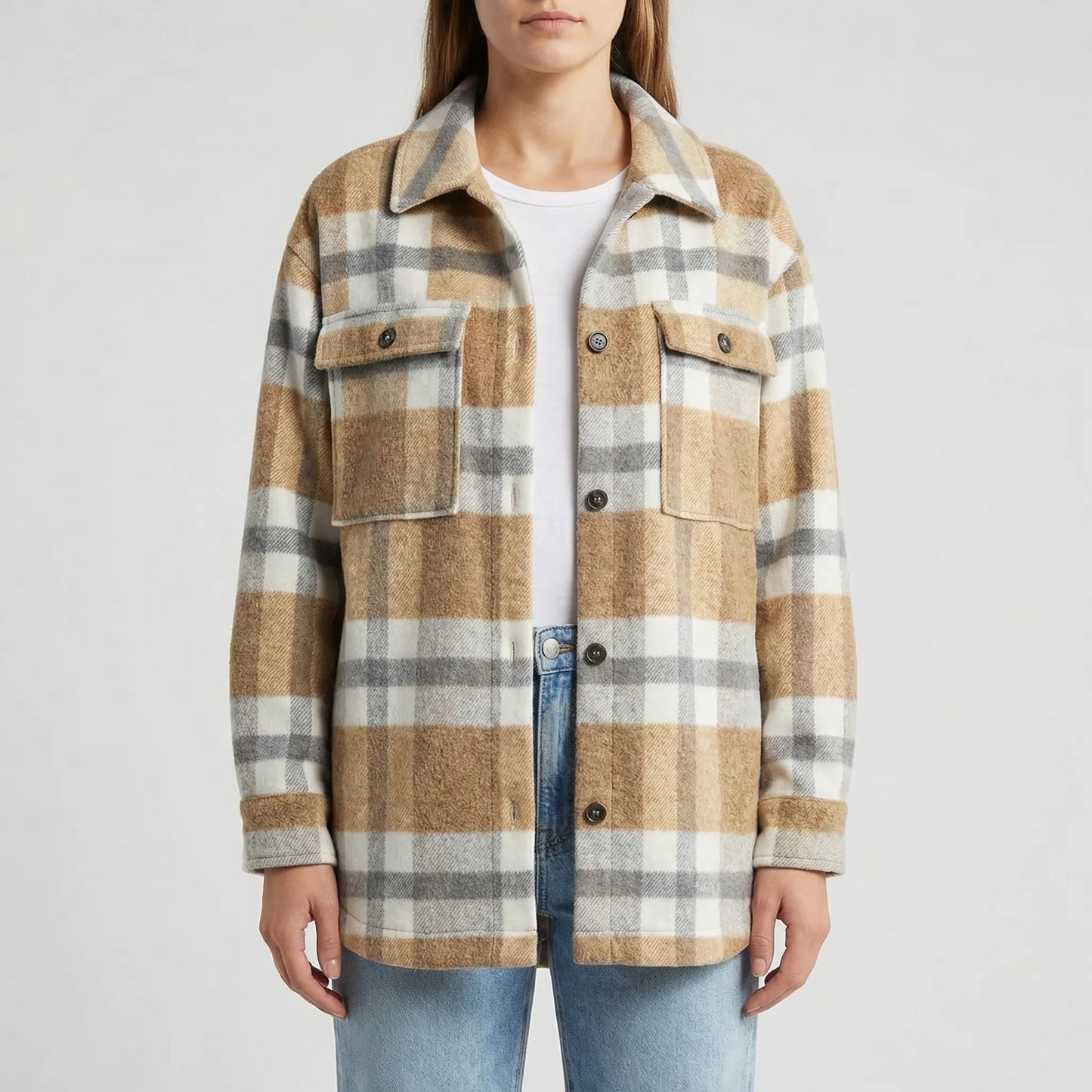 Flannex - Plaid Flannel Button-Up Shacket