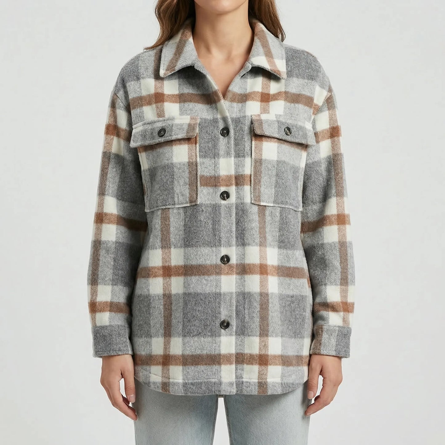Flannex - Plaid Flannel Button-Up Shacket