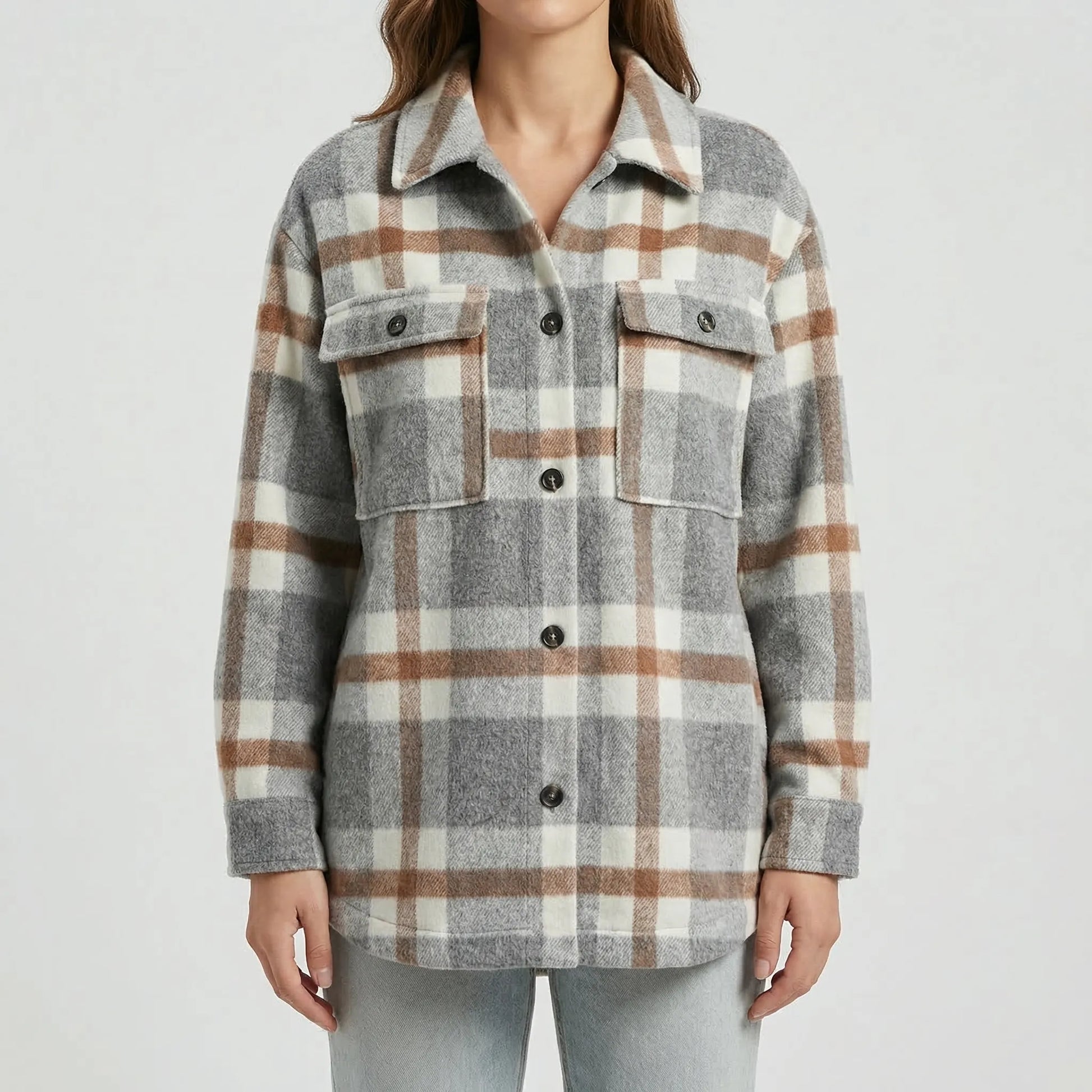 Flannex - Plaid Flannel Button-Up Shacket