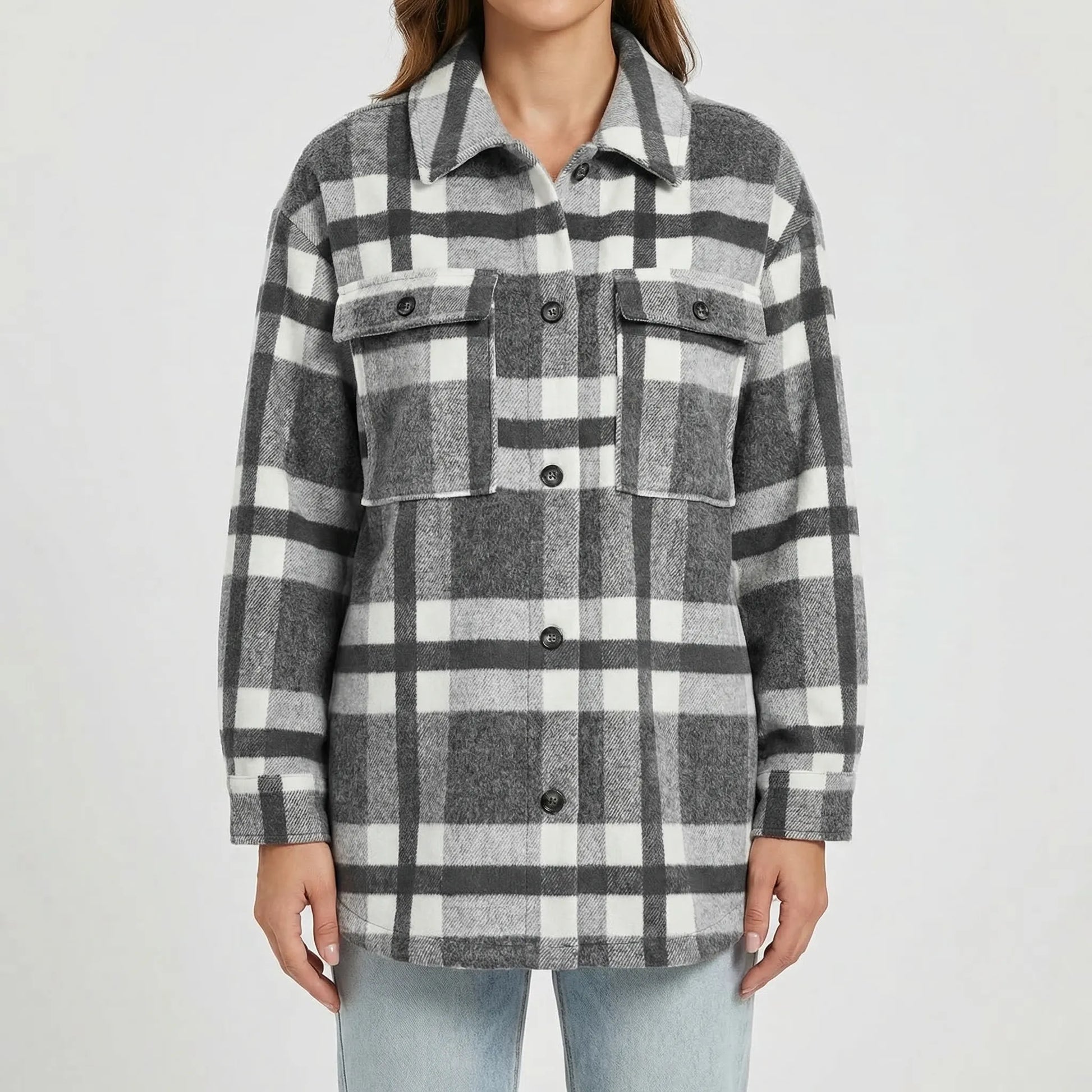 Flannex - Plaid Flannel Button-Up Shacket