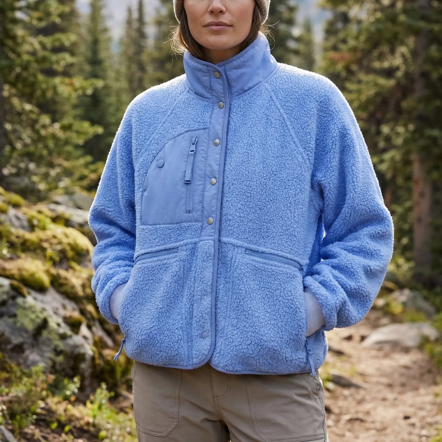 Fleurca - Oversized Sherpa Zip-Up Jacket