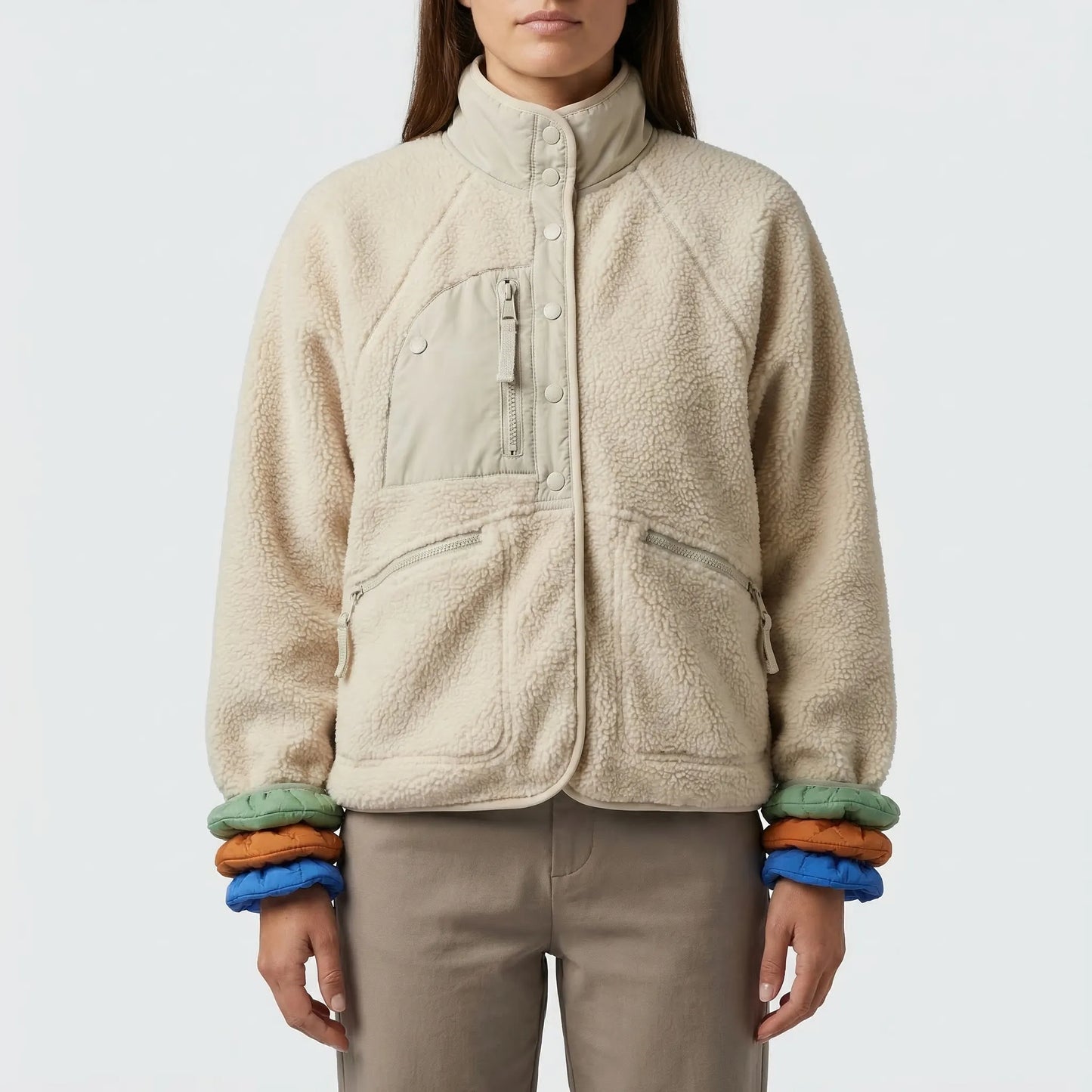 Fleurca - Oversized Sherpa Zip-Up Jacket