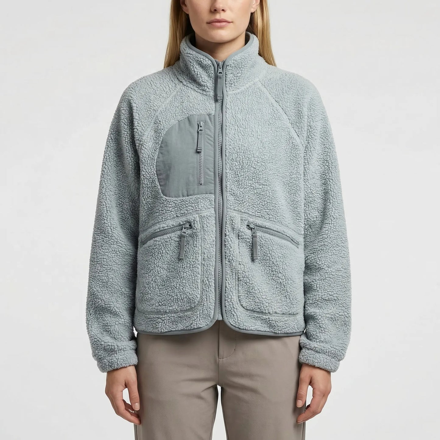 Fleurca - Oversized Sherpa Zip-Up Jacket