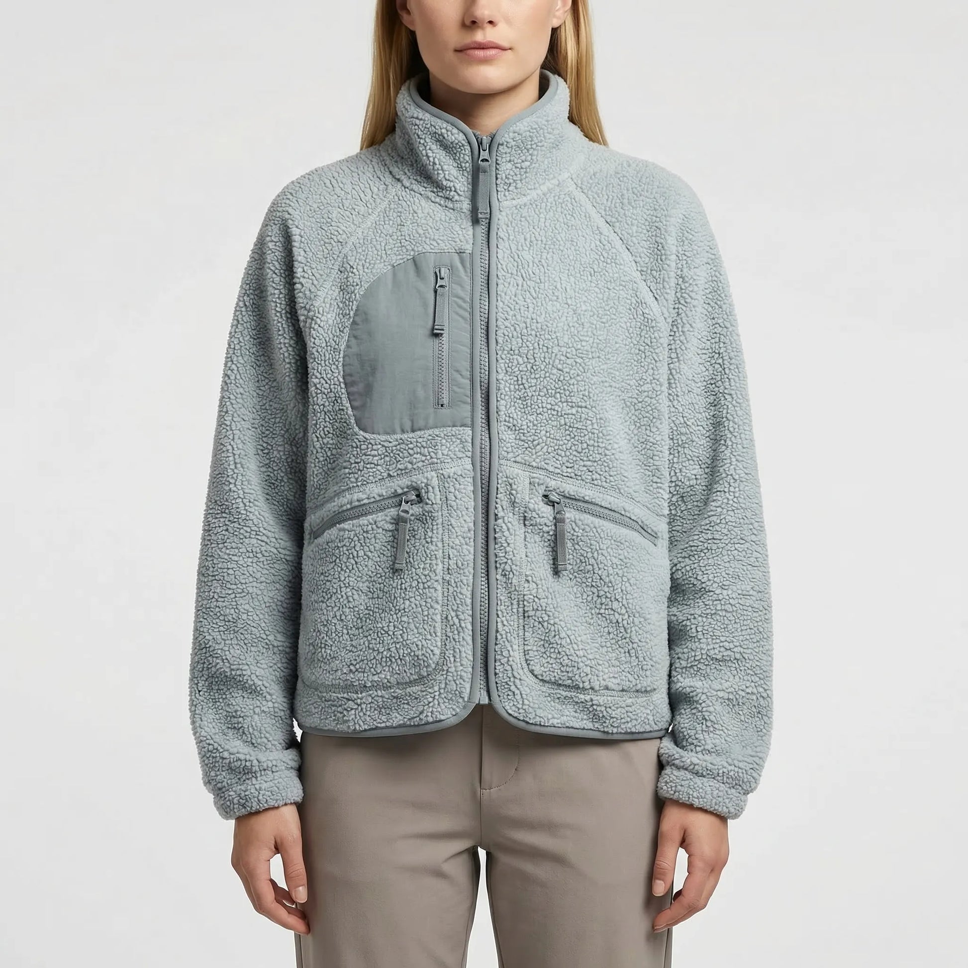 Fleurca - Oversized Sherpa Zip-Up Jacket