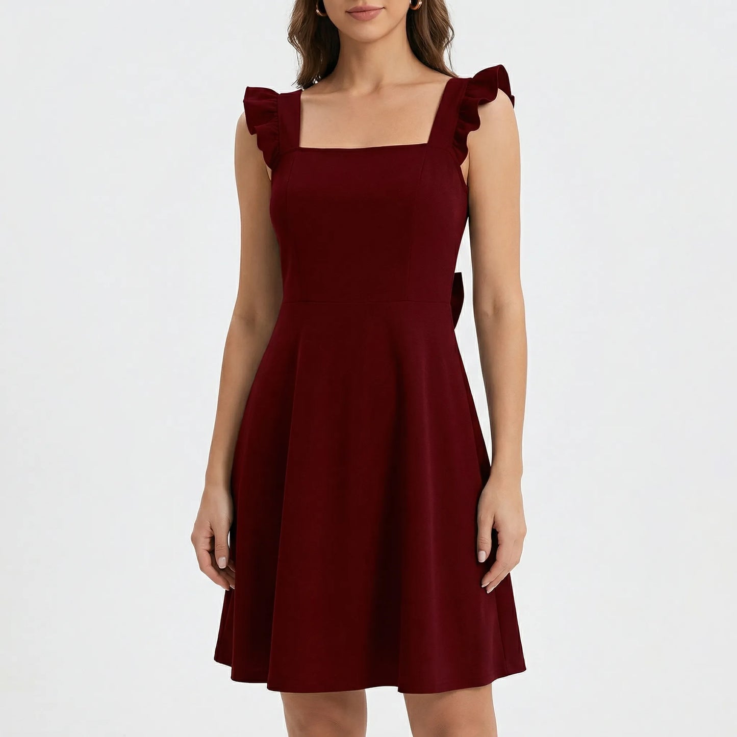 Fleurette - Sleeveless Ruffle-Strap Circle Mini Dress
