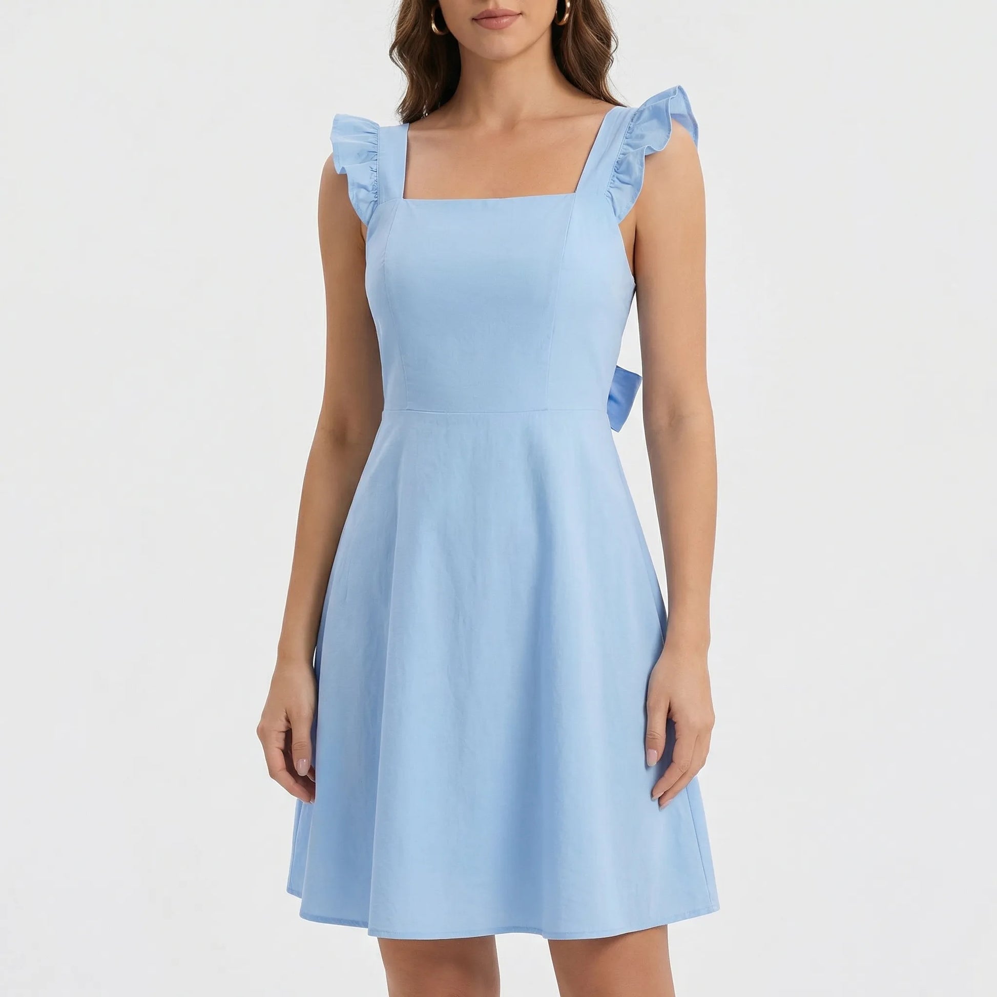 Fleurette - Sleeveless Ruffle-Strap Circle Mini Dress