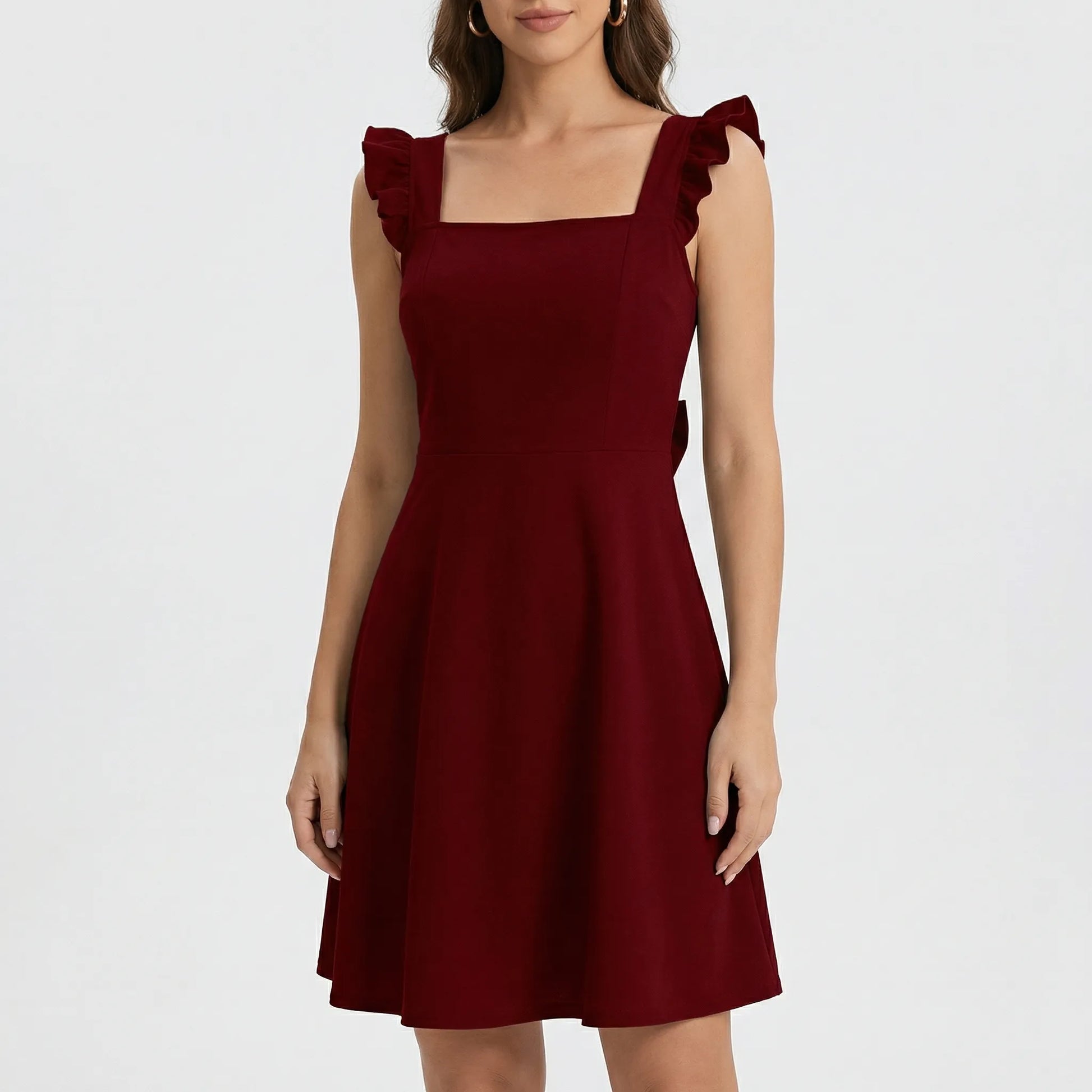 Fleurette - Sleeveless Ruffle-Strap Circle Mini Dress