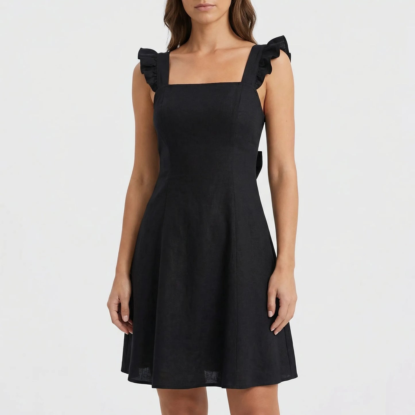 Fleurette - Sleeveless Ruffle-Strap Circle Mini Dress