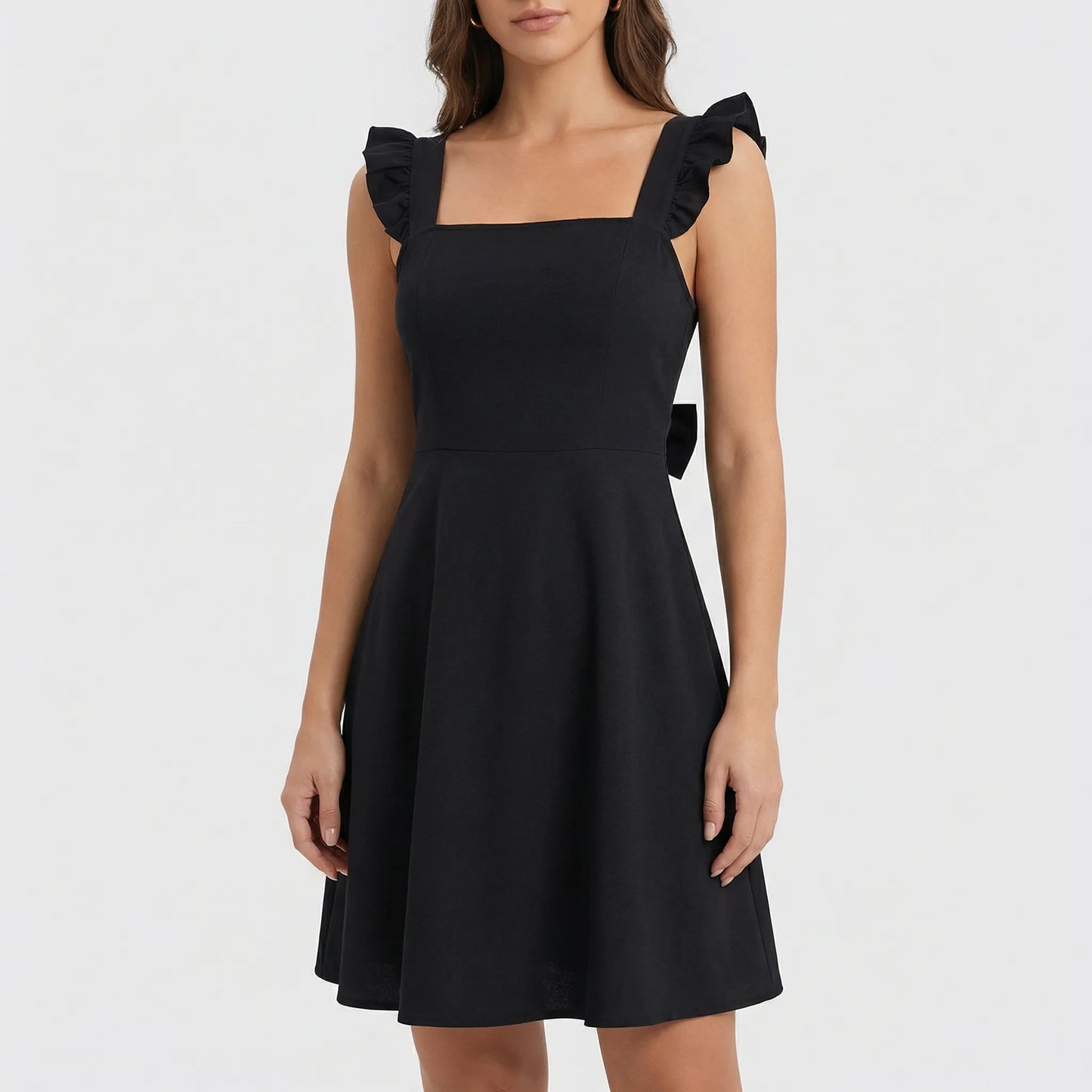 Fleurette - Sleeveless Ruffle-Strap Circle Mini Dress