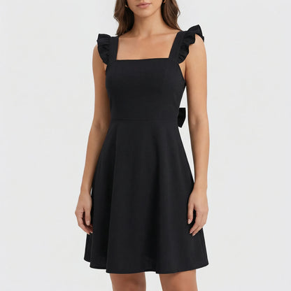 Fleurette - Sleeveless Ruffle-Strap Circle Mini Dress