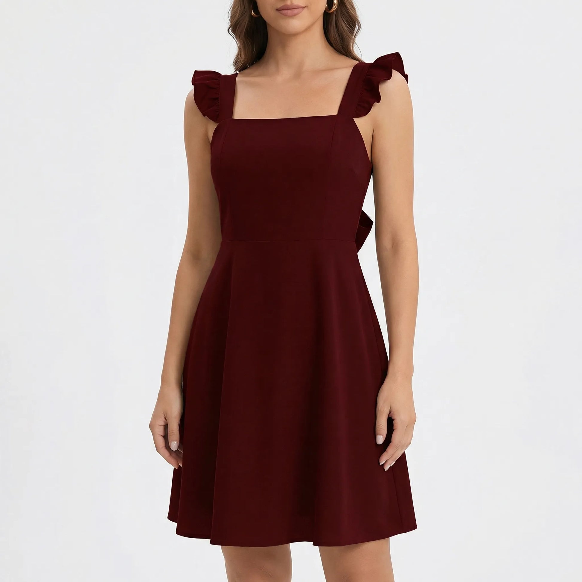 Fleurette - Sleeveless Ruffle-Strap Circle Mini Dress