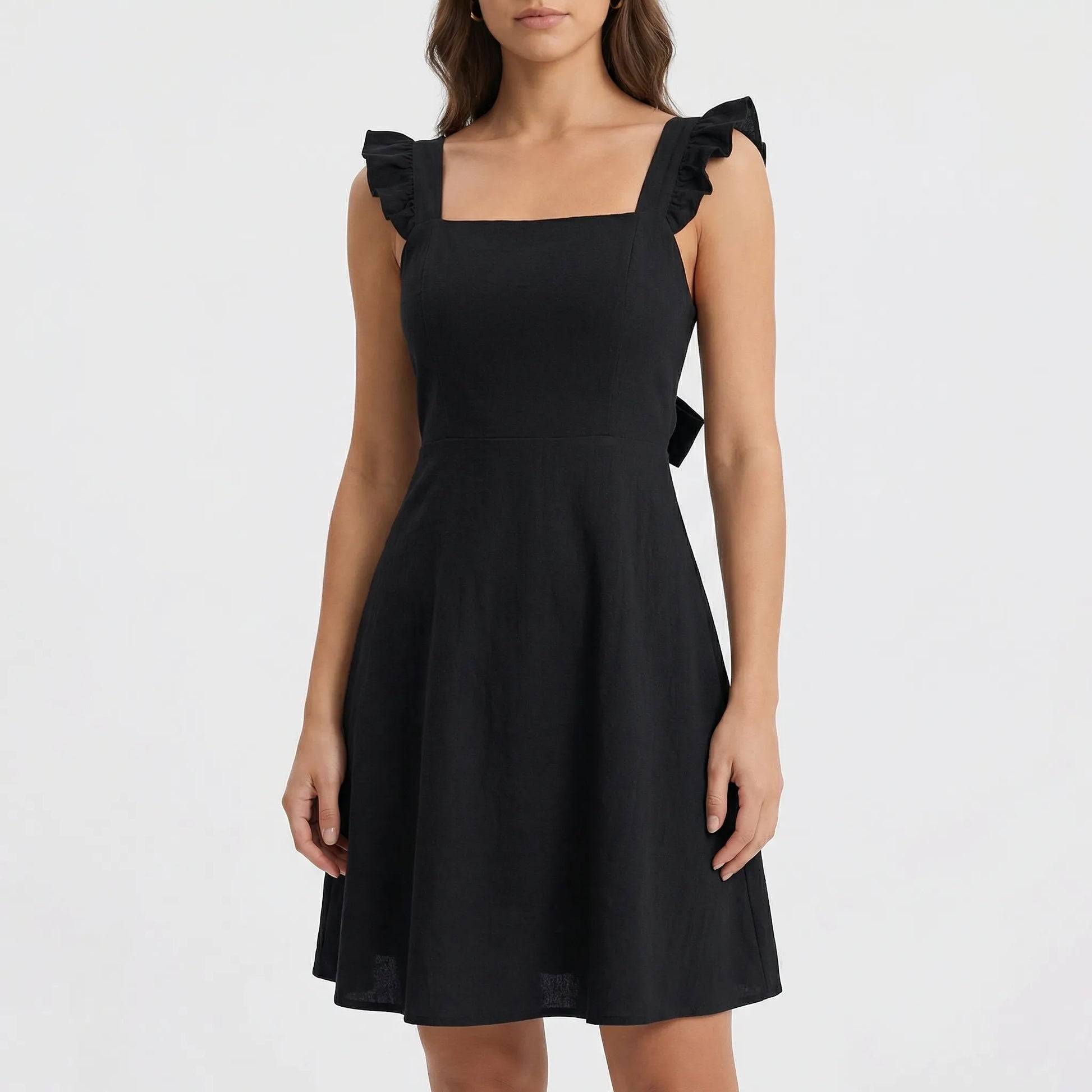 Fleurette - Sleeveless Ruffle-Strap Circle Mini Dress