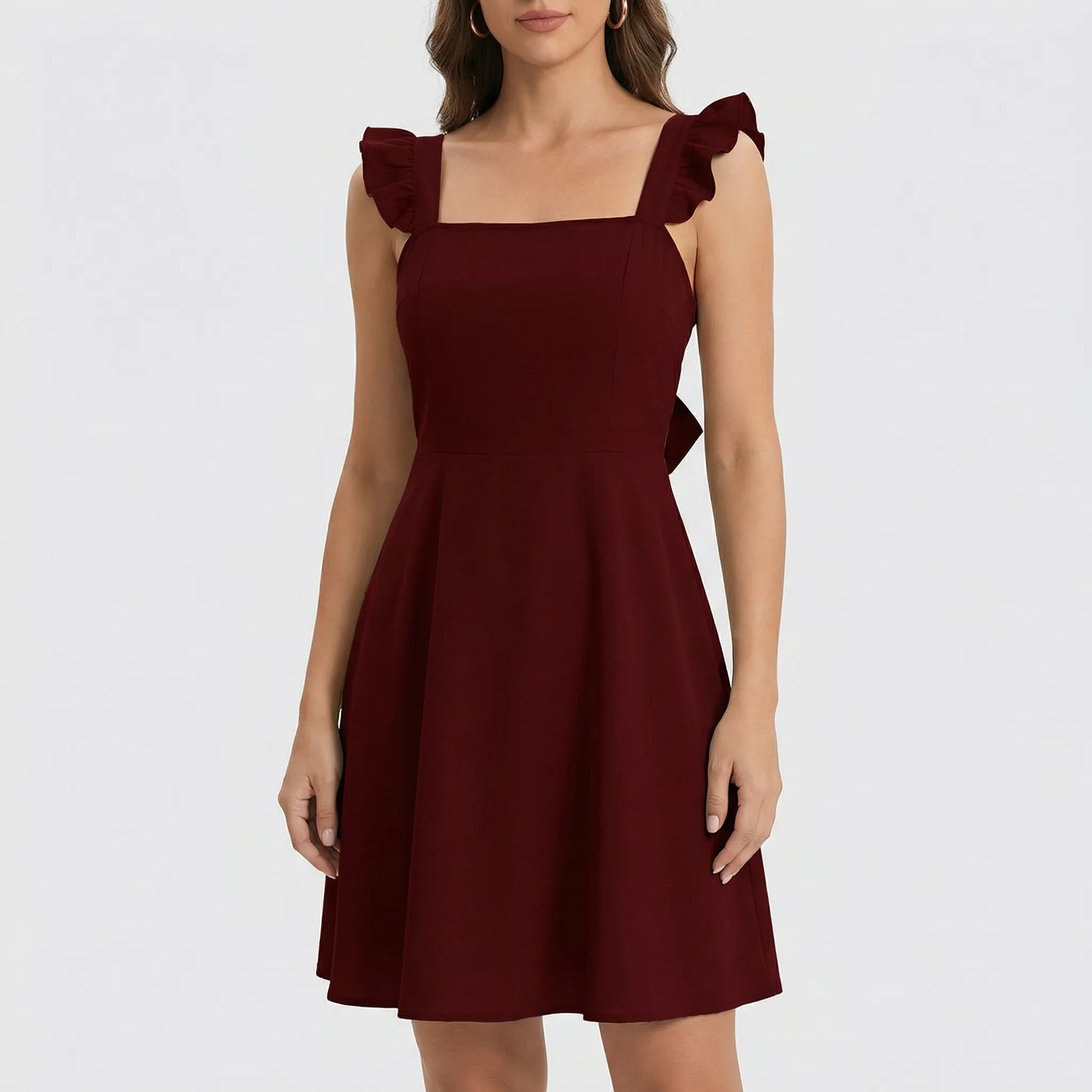 Fleurette - Sleeveless Ruffle-Strap Circle Mini Dress
