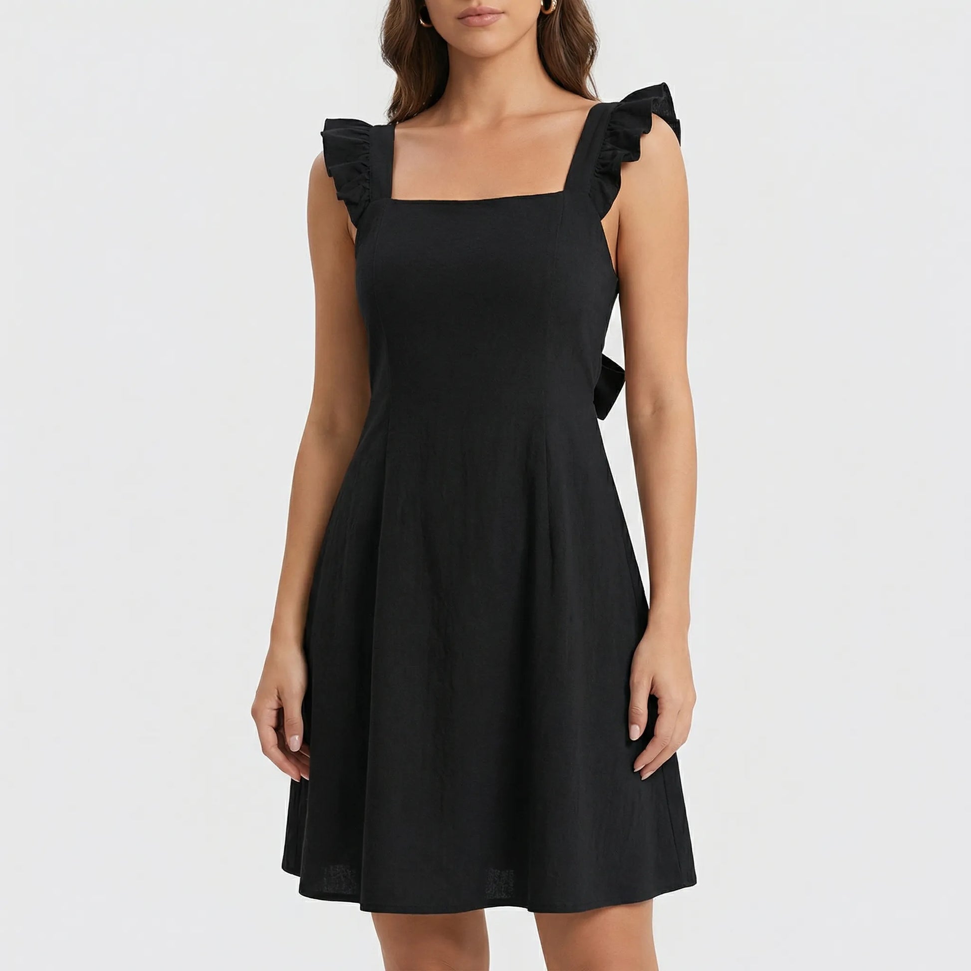 Fleurette - Sleeveless Ruffle-Strap Circle Mini Dress