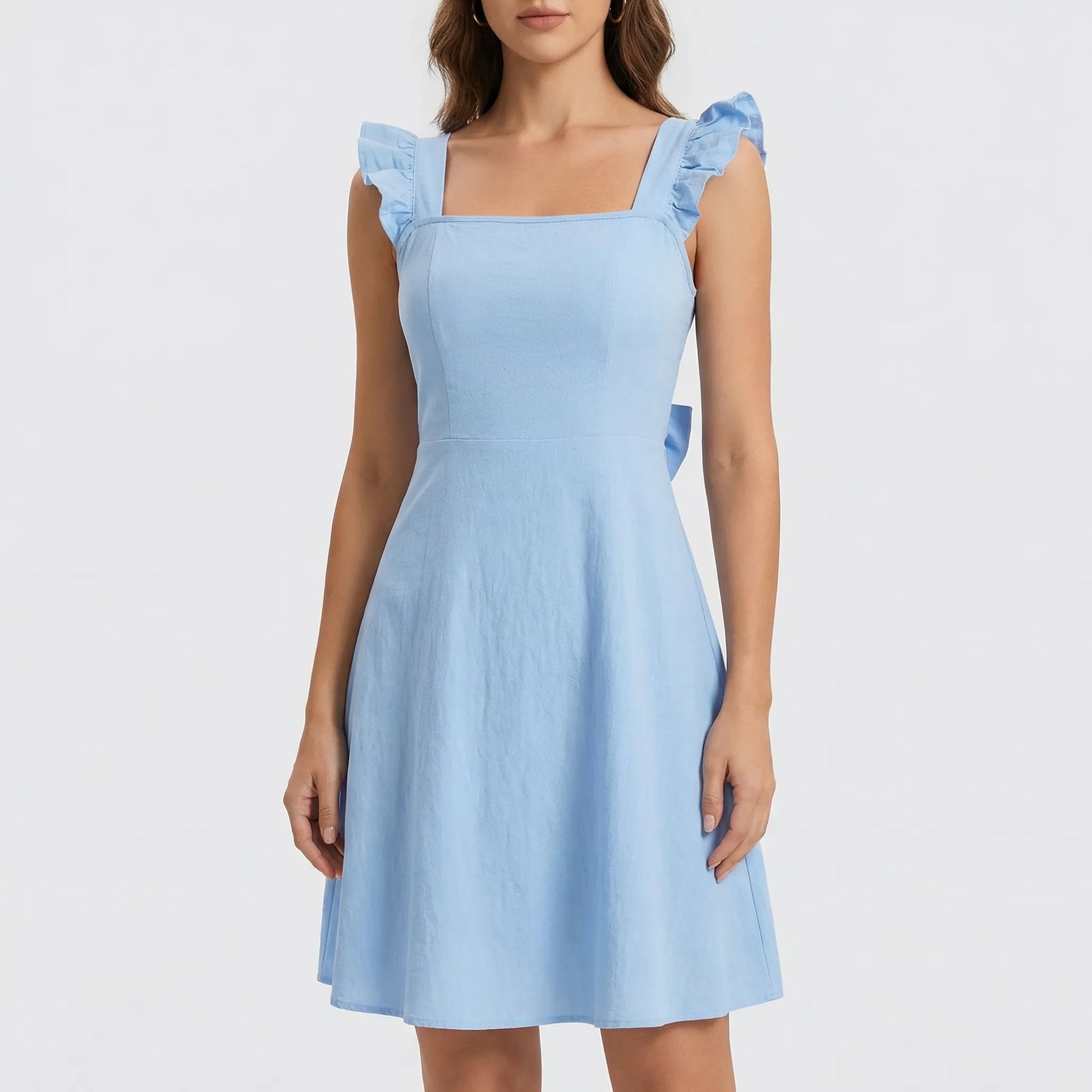 Fleurette - Sleeveless Ruffle-Strap Circle Mini Dress