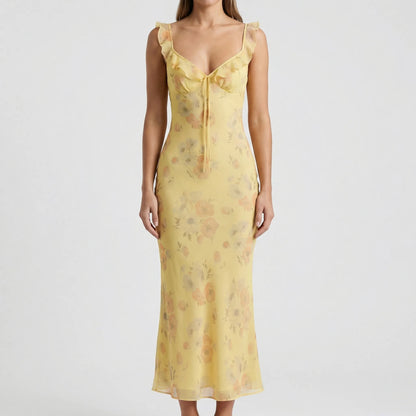 Floravel - Floral Print Bodycon Maxi Dress