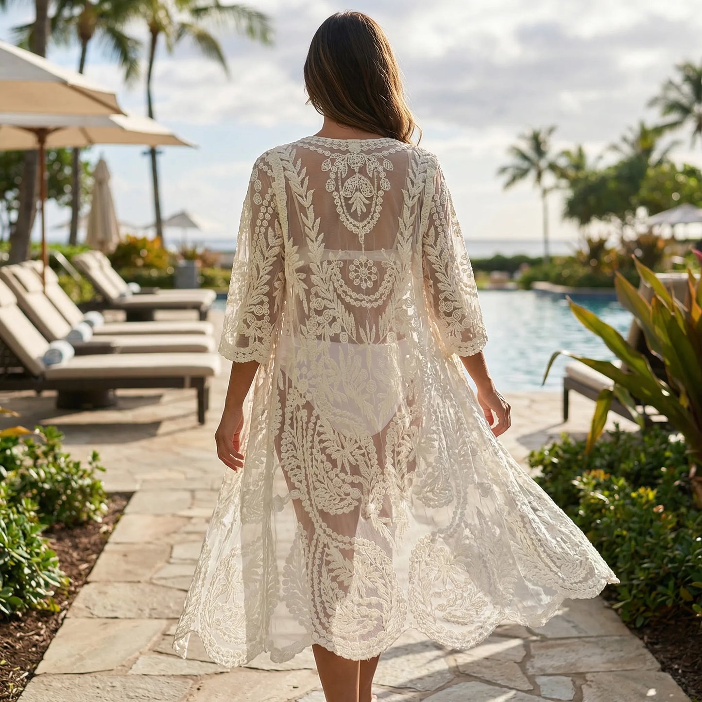 Floraven | Floral Lace Open-Front Cover-Up
