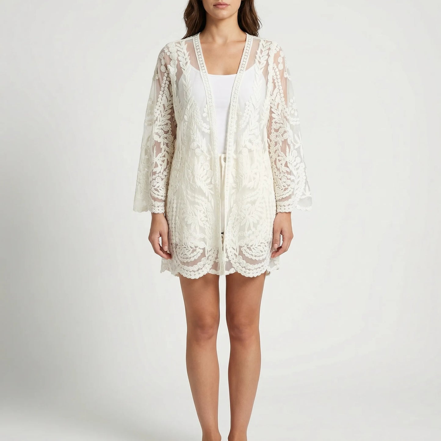 Floraven | Floral Lace Open-Front Cover-Up