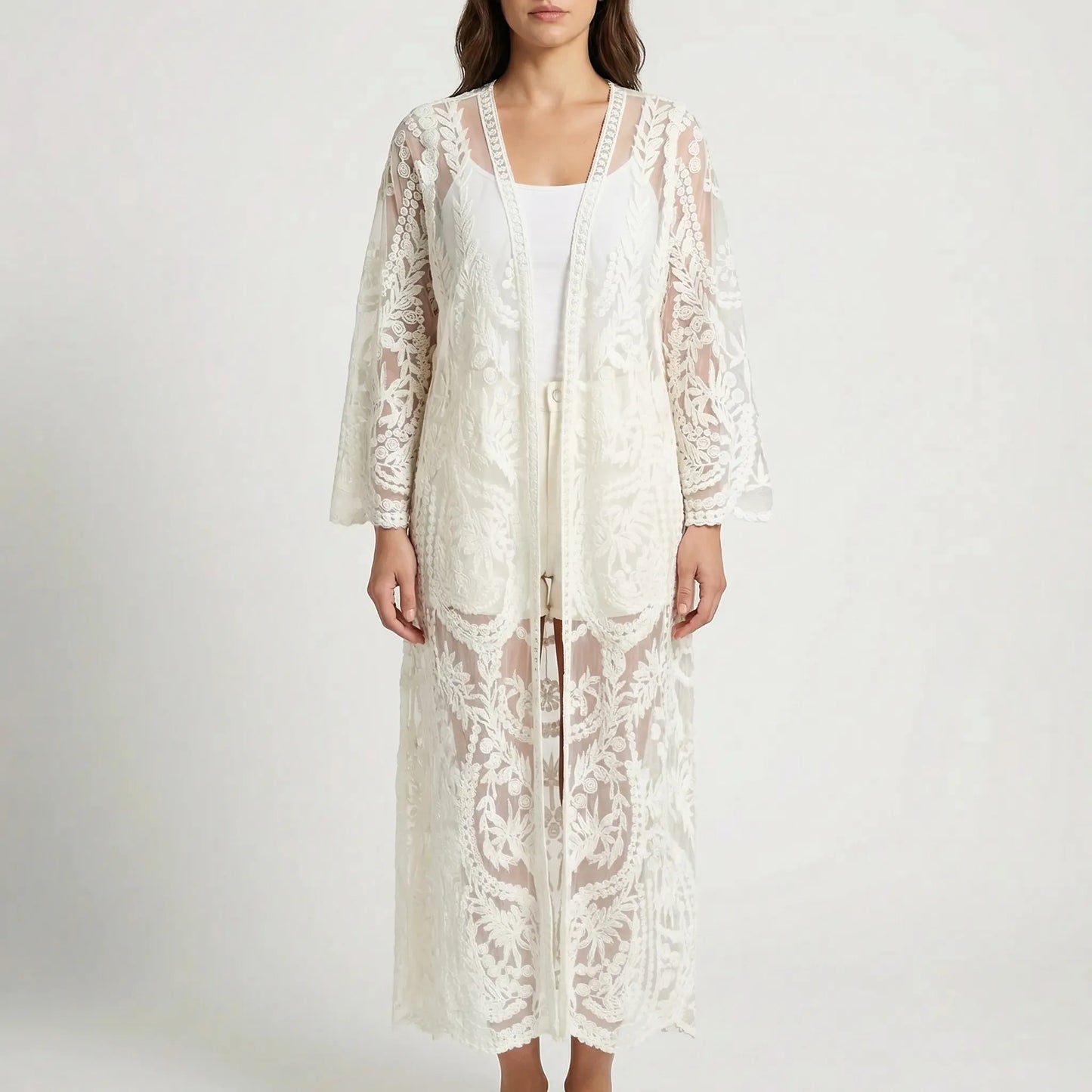 Floraven | Floral Lace Open-Front Cover-Up