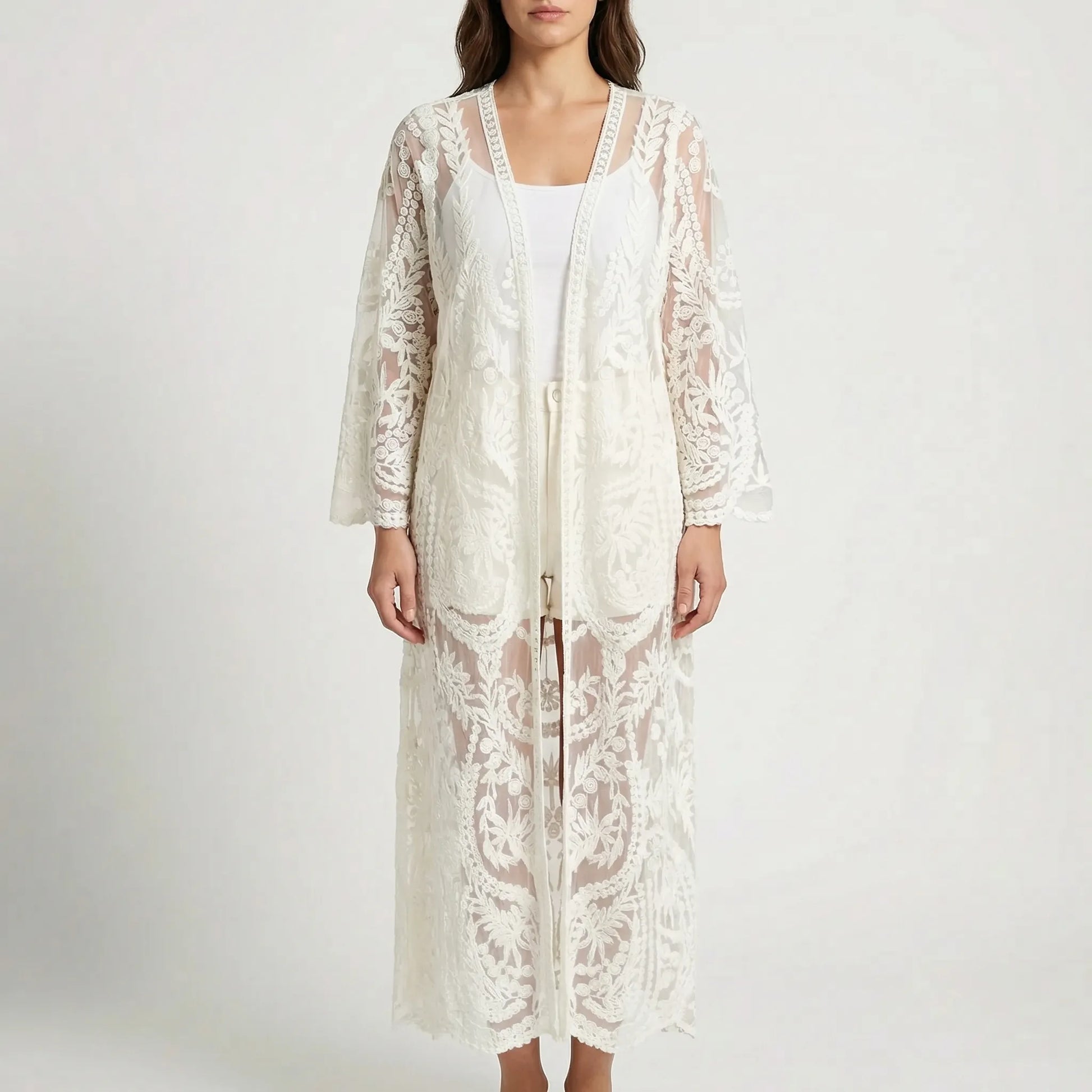 Floraven | Floral Lace Open-Front Cover-Up