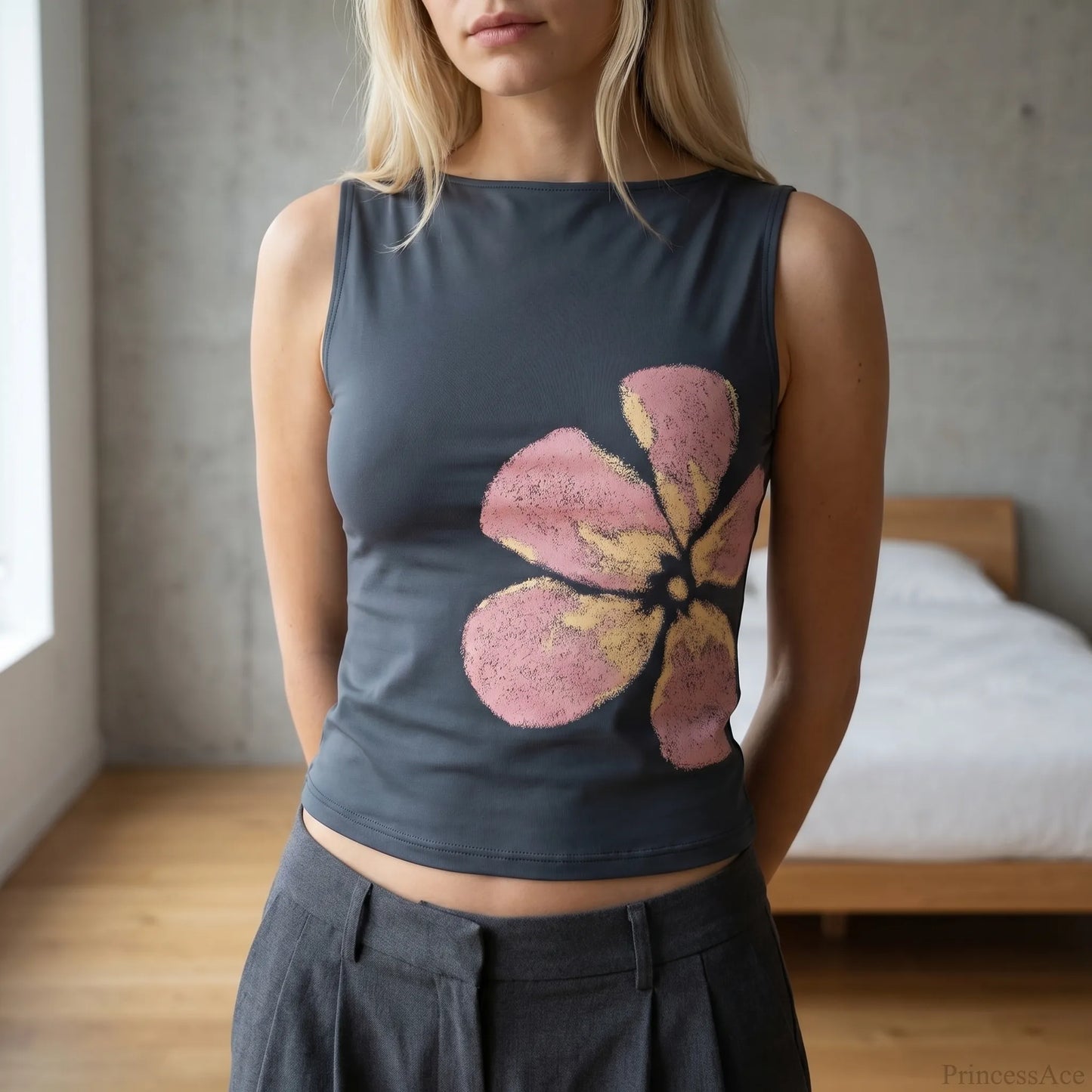 Floravia | Floral Print Asymmetric Crop Tank