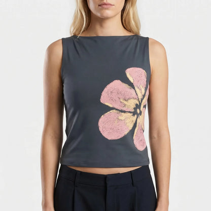 Floravia | Floral Print Asymmetric Crop Tank