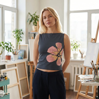 Floravia | Floral Print Asymmetric Crop Tank