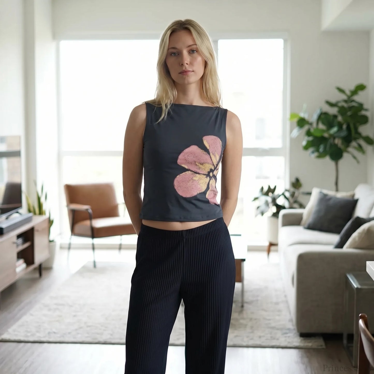 Floravia | Floral Print Asymmetric Crop Tank