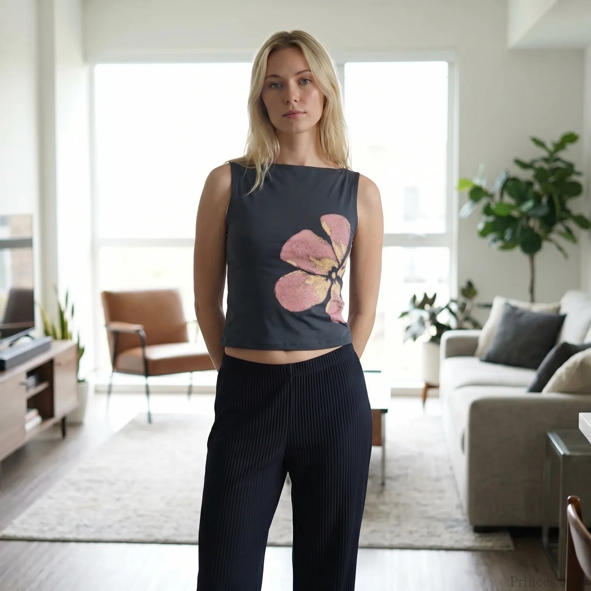 Floravia | Floral Print Asymmetric Crop Tank