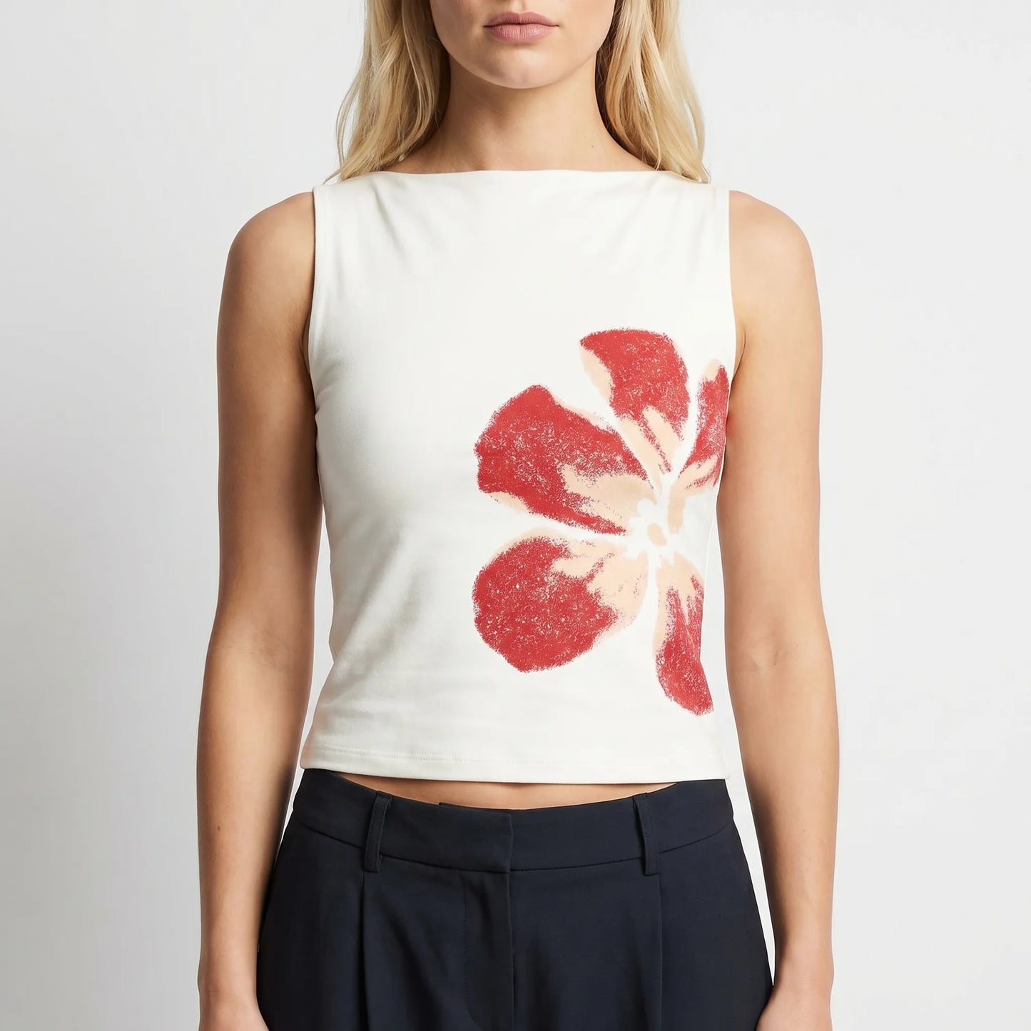 Floravia | Floral Print Asymmetric Crop Tank