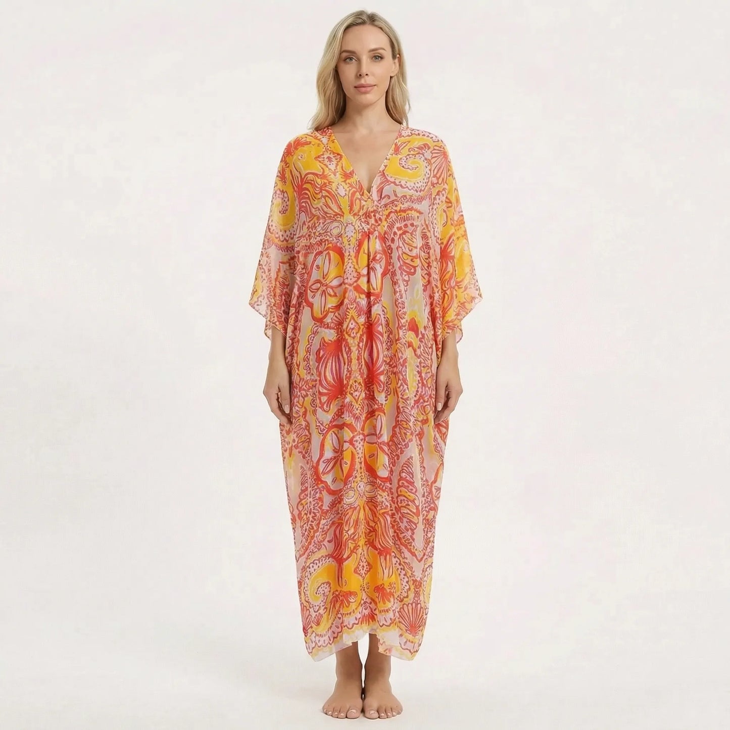 Floravia | Floral Print Maxi Kaftan Dress