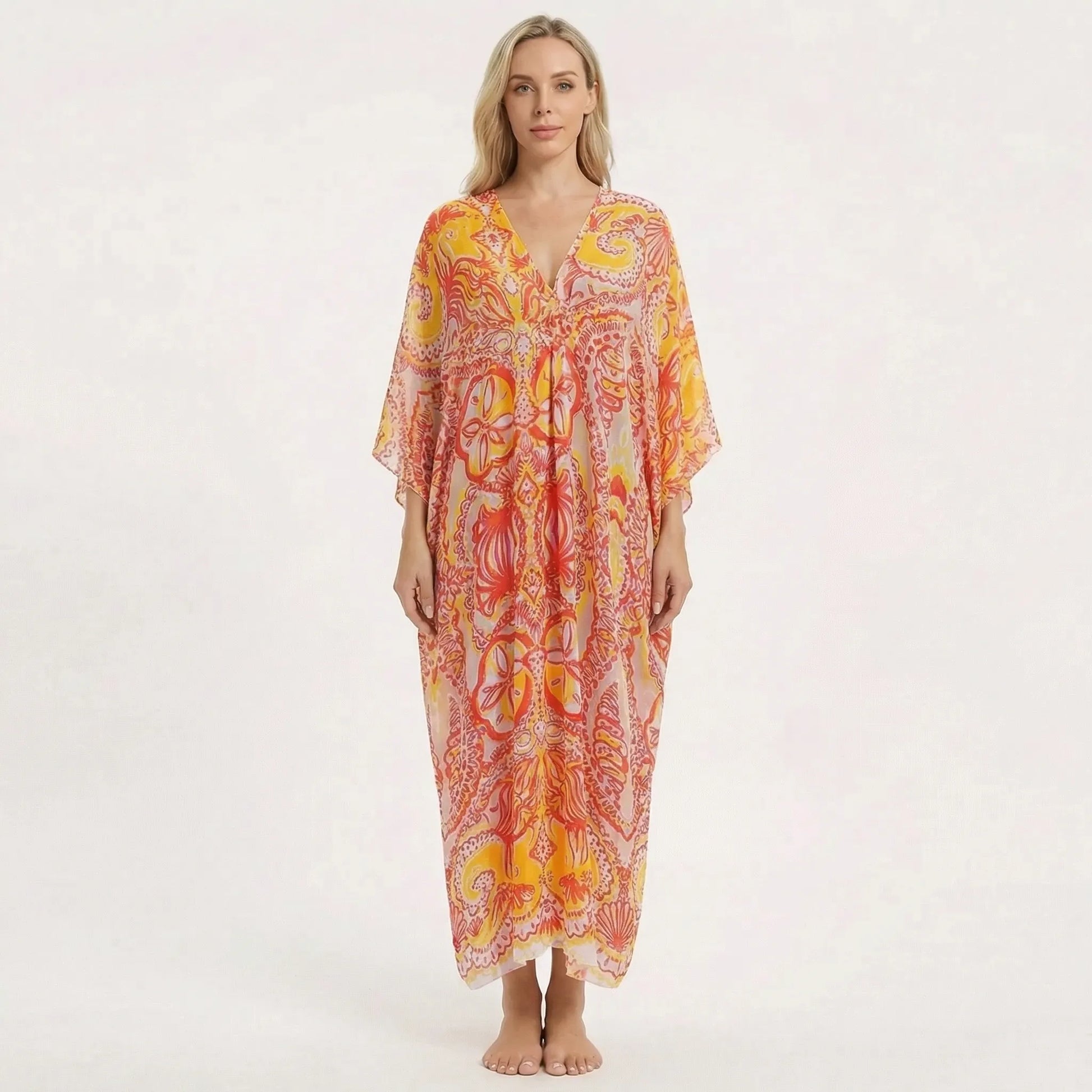 Floravia | Floral Print Maxi Kaftan Dress