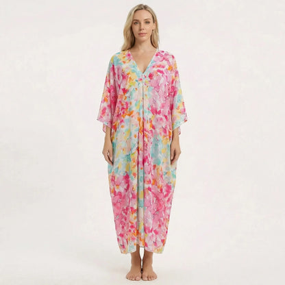 Floravia | Floral Print Maxi Kaftan Dress