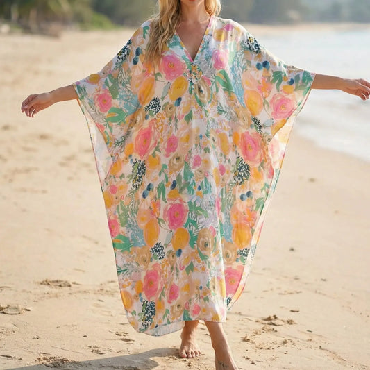 Floravia | Floral Print Maxi Kaftan Dress