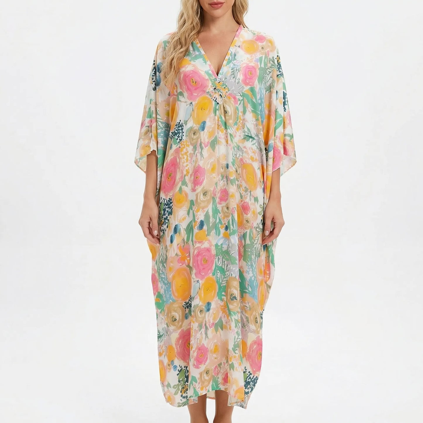 Floravia | Floral Print Maxi Kaftan Dress