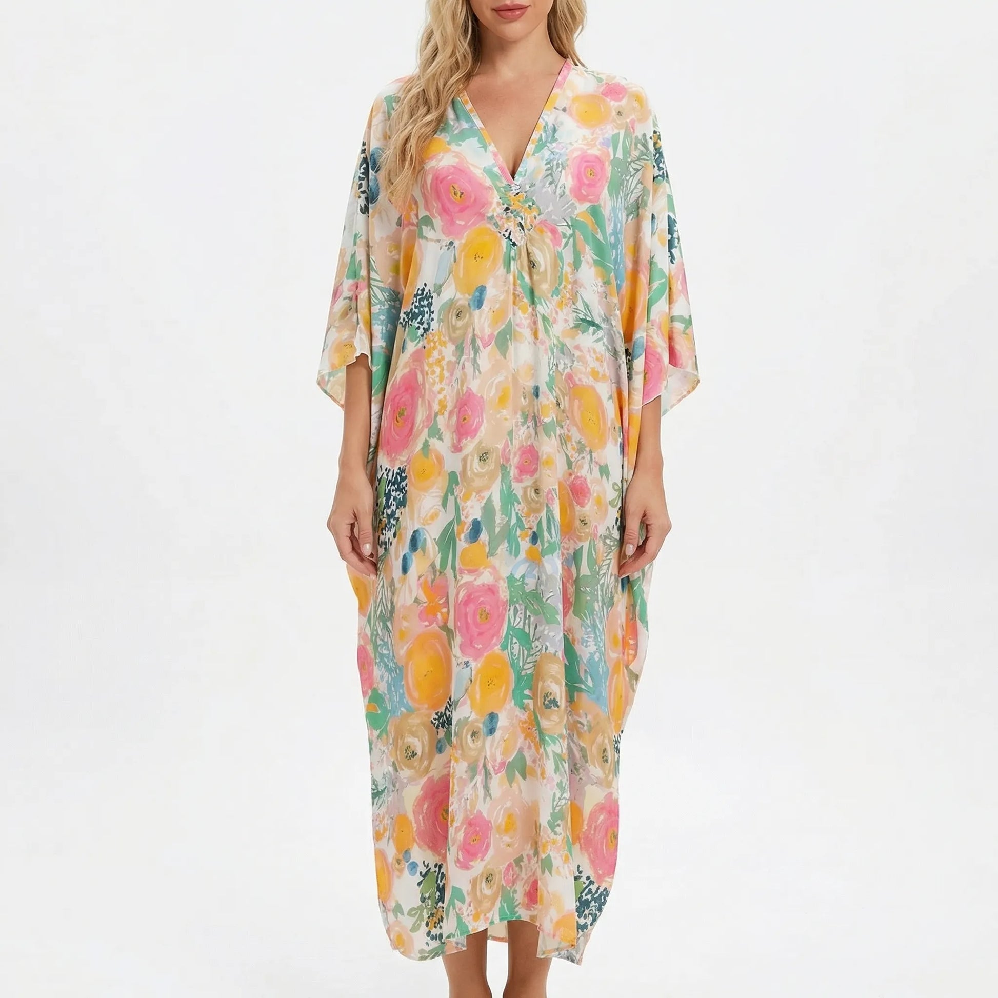 Floravia | Floral Print Maxi Kaftan Dress
