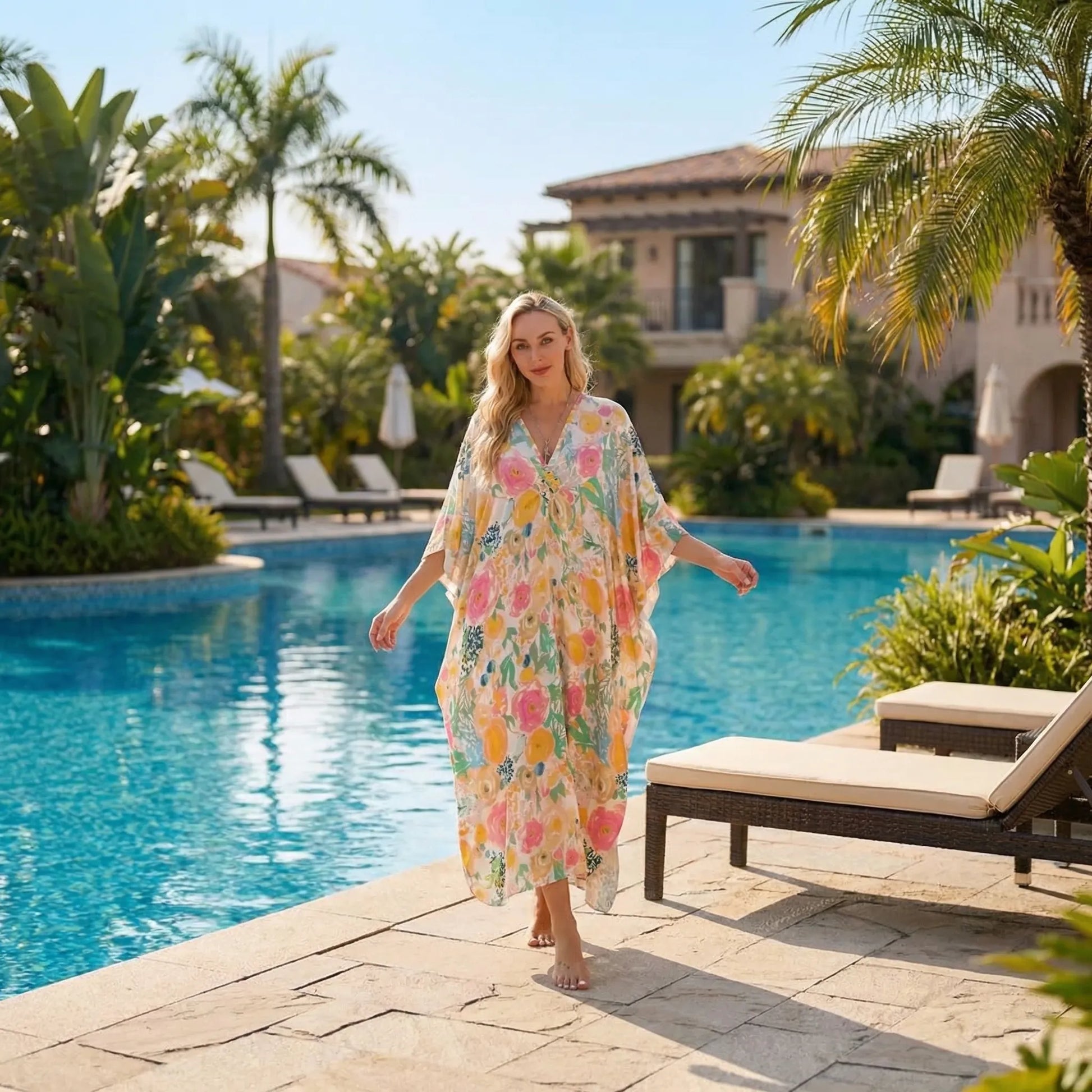 Floravia | Floral Print Maxi Kaftan Dress