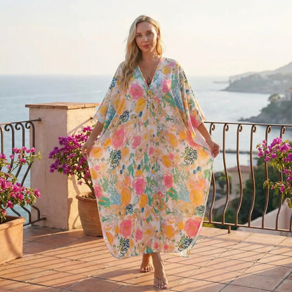 Floravia | Floral Print Maxi Kaftan Dress