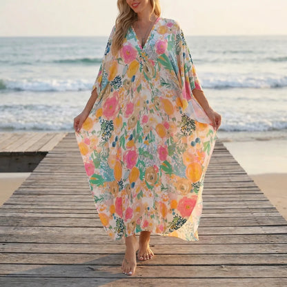 Floravia | Floral Print Maxi Kaftan Dress